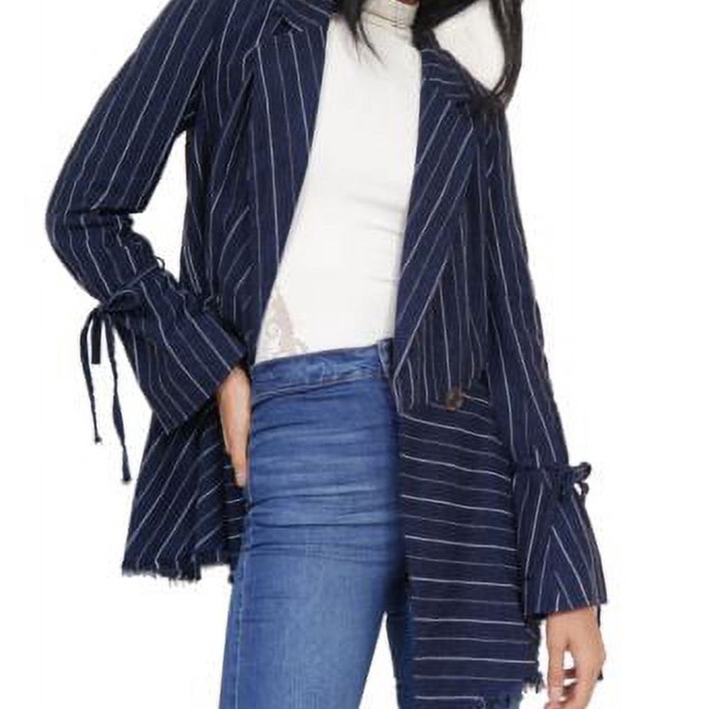 Free People Stella Blue Striped Blazer‎ M NWT